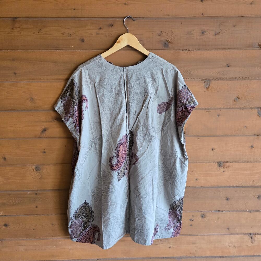 SBJ Austin Dress Mary Mini Paisley Tunic OS Boho ATX Retro Chic Cotton Vneck Top - Picture 4 of 7